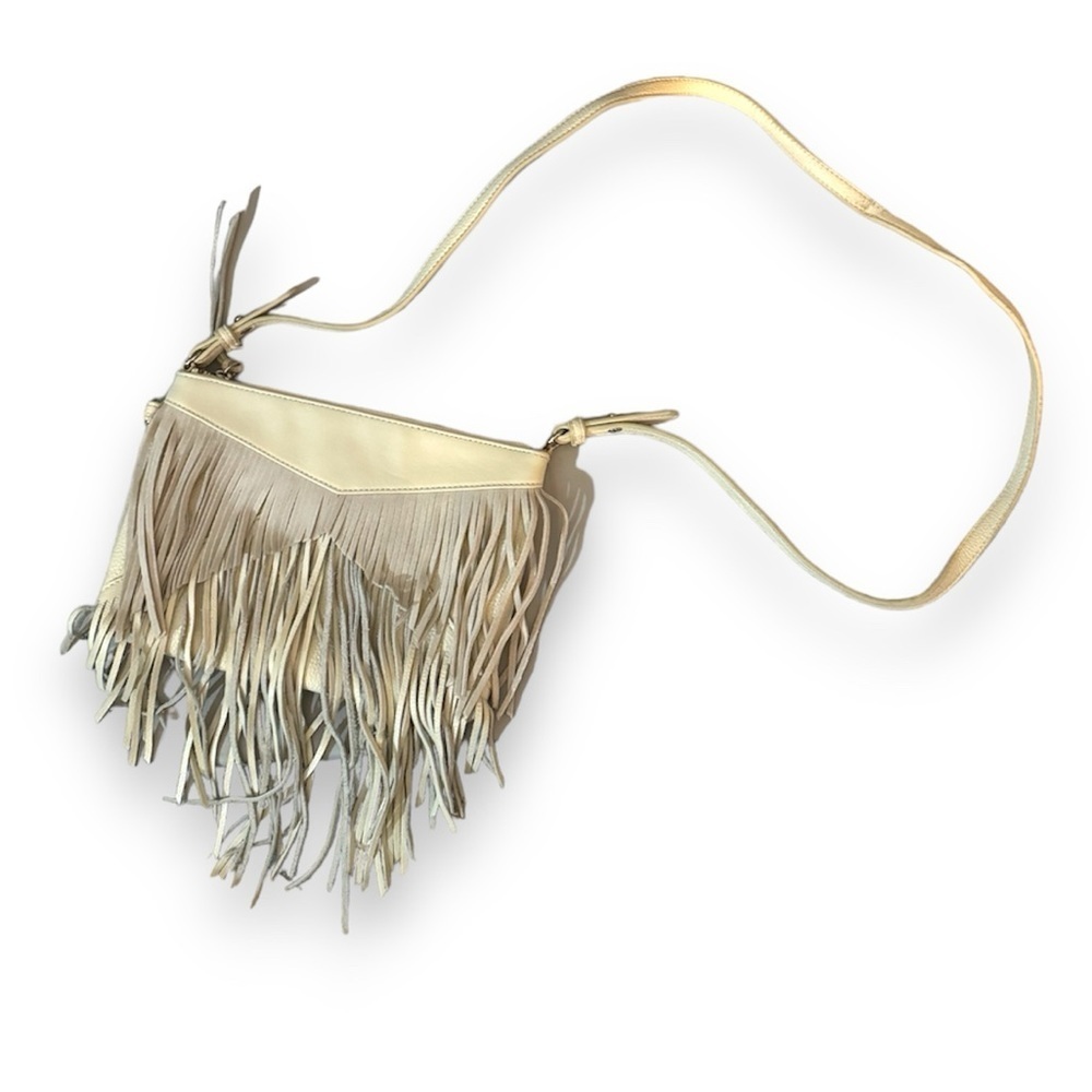 Sam Edelman white fringed crossbody leather purse
